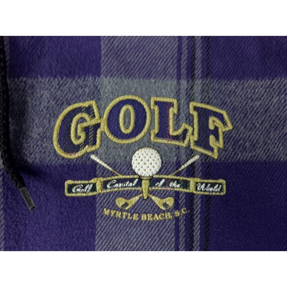 Vtg 90s Grunge Surf Style Myrtle Beach Golf Plaid Hoodie Made In USA Mens XL EUC - Picture 5 of 10